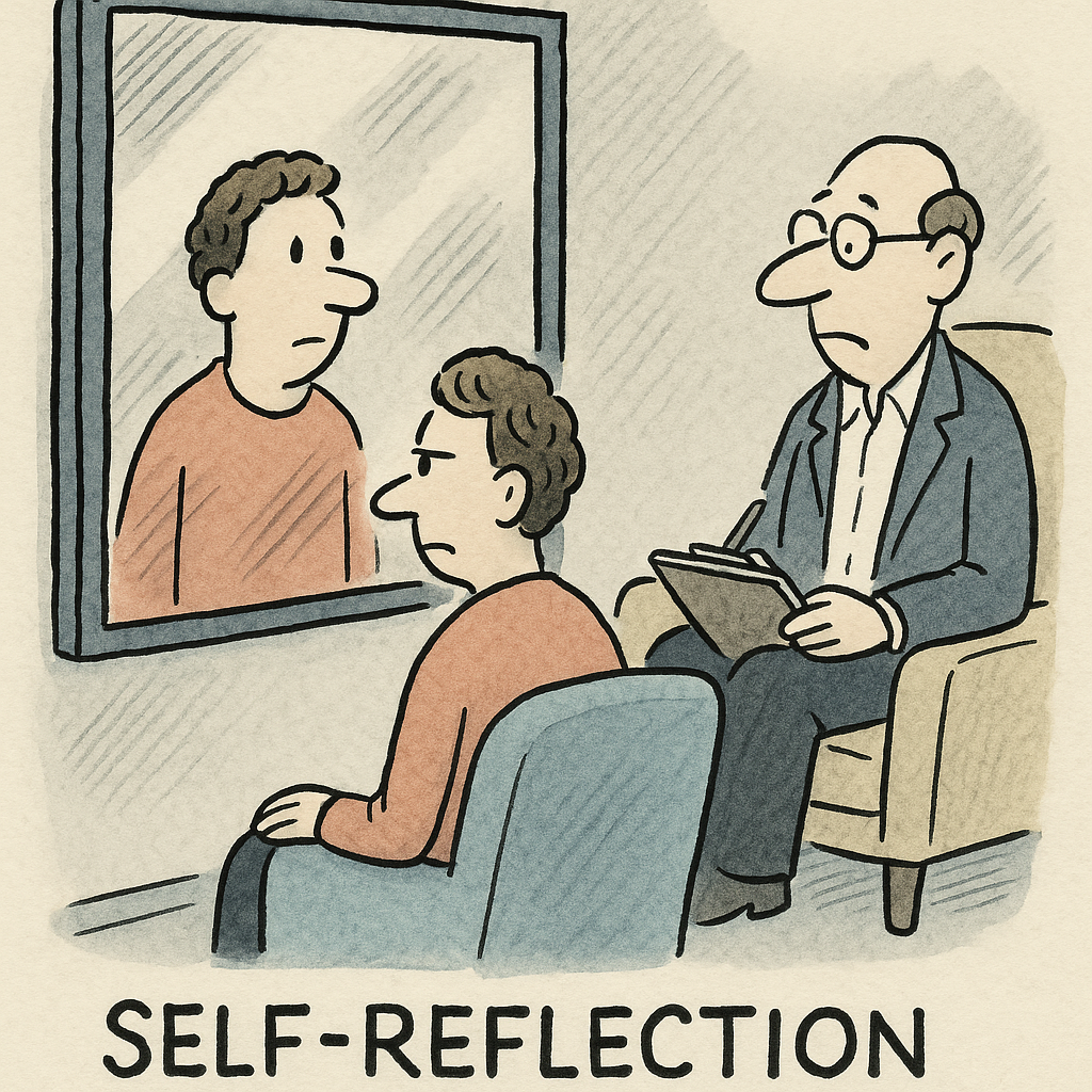 a patient faces their own reflection in therapy the reflecti