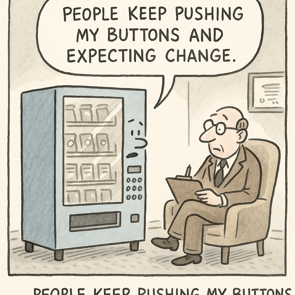 a vending machine sees a therapist people keep pushing my bu