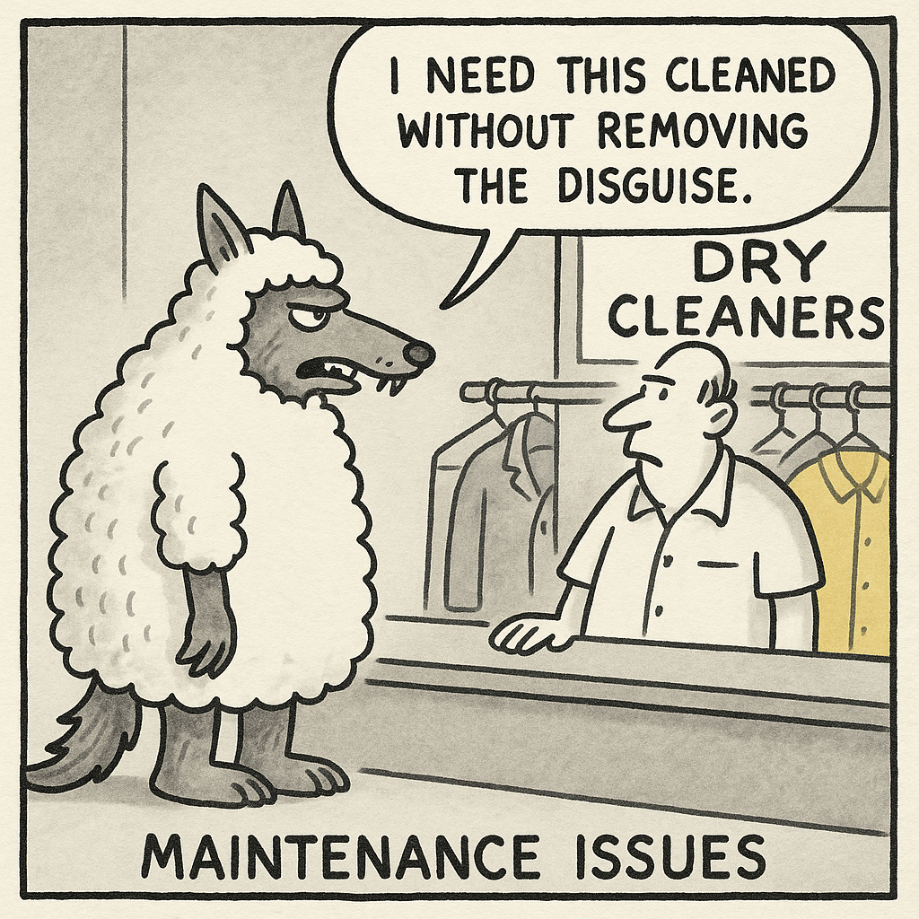 a wolf in sheeps clothing at the dry cleaners i need this cl