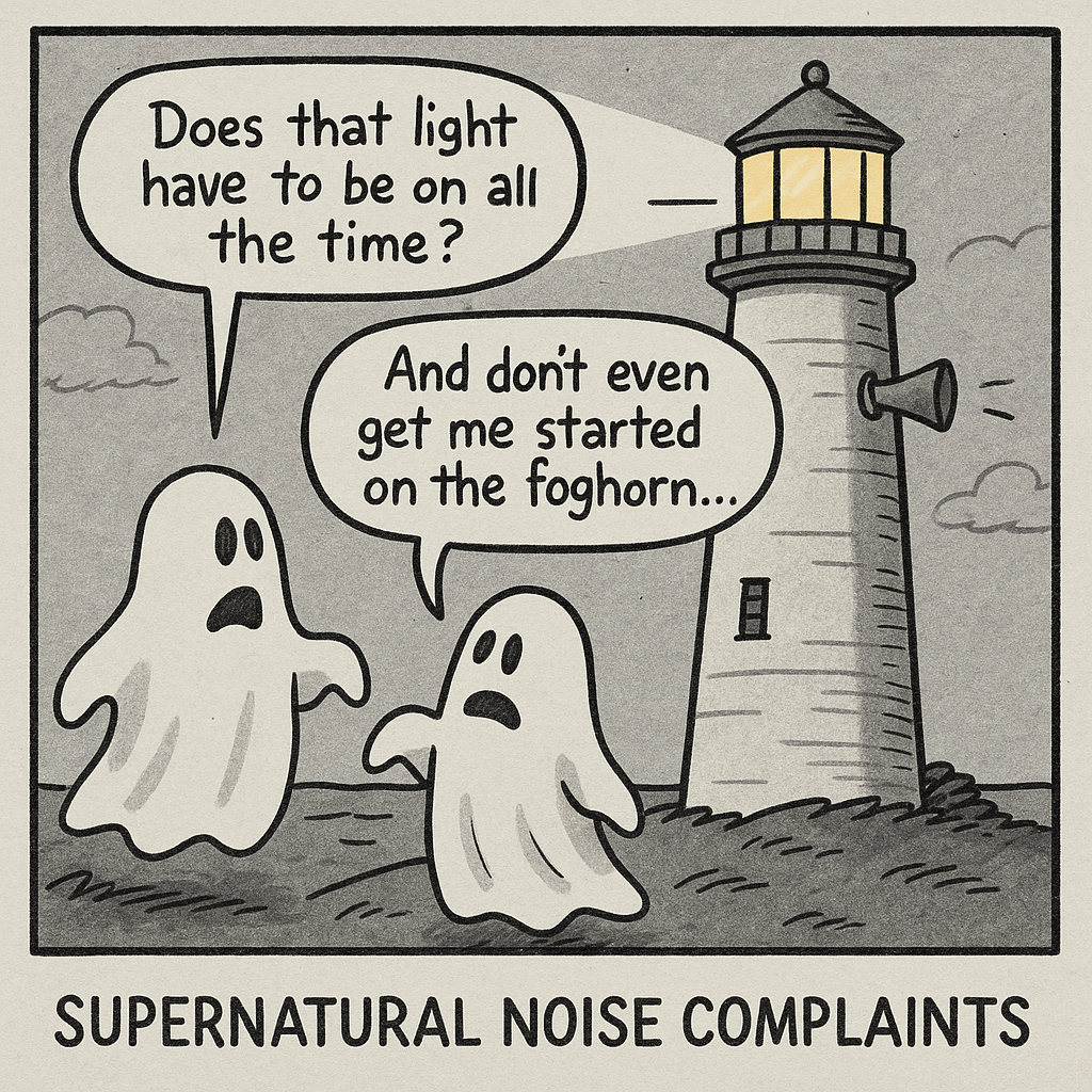 ghosts haunting a lighthouse complaining about the constant