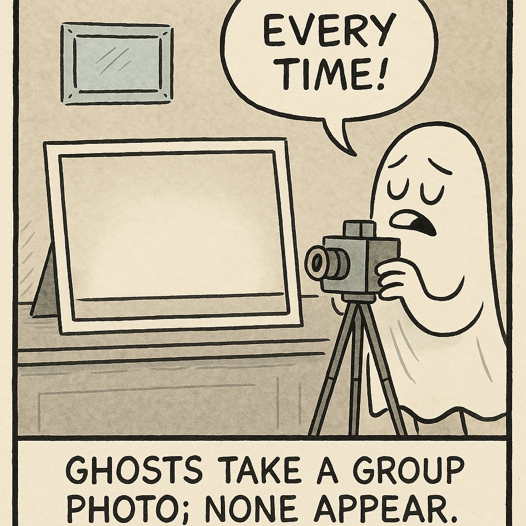 ghosts take a group photo none appear photographer ghost sig