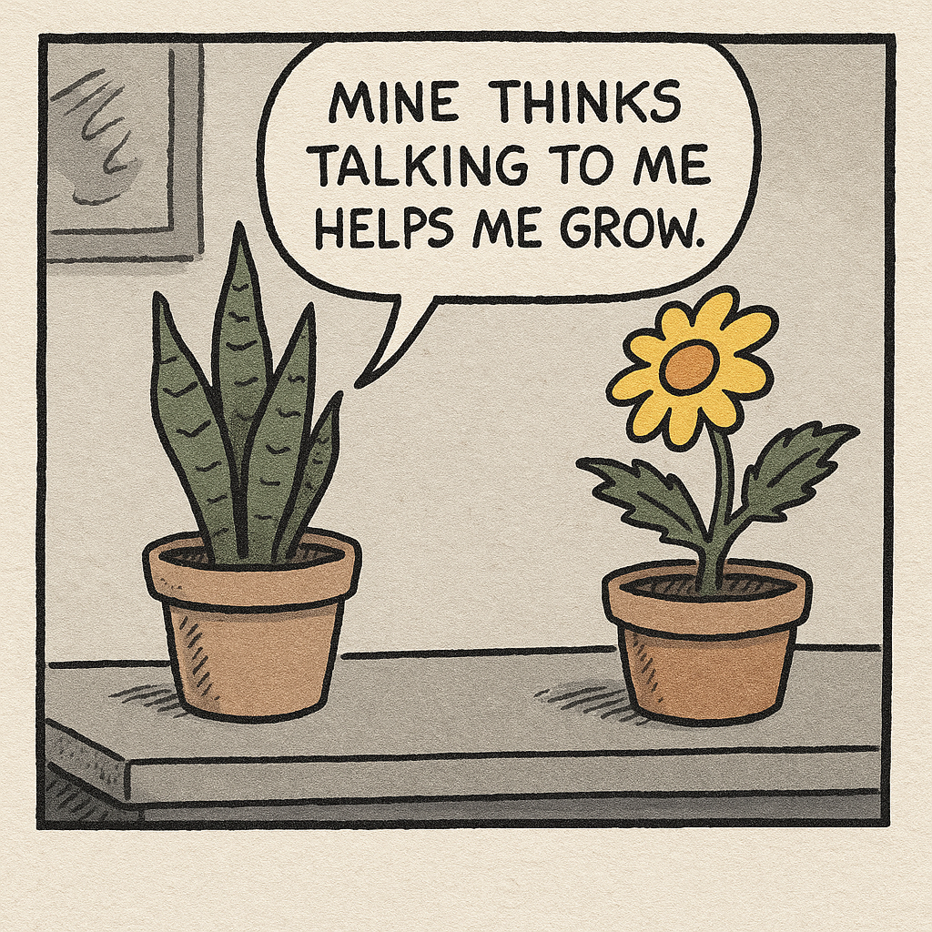 plants discussing their owners mine thinks talking to me hel