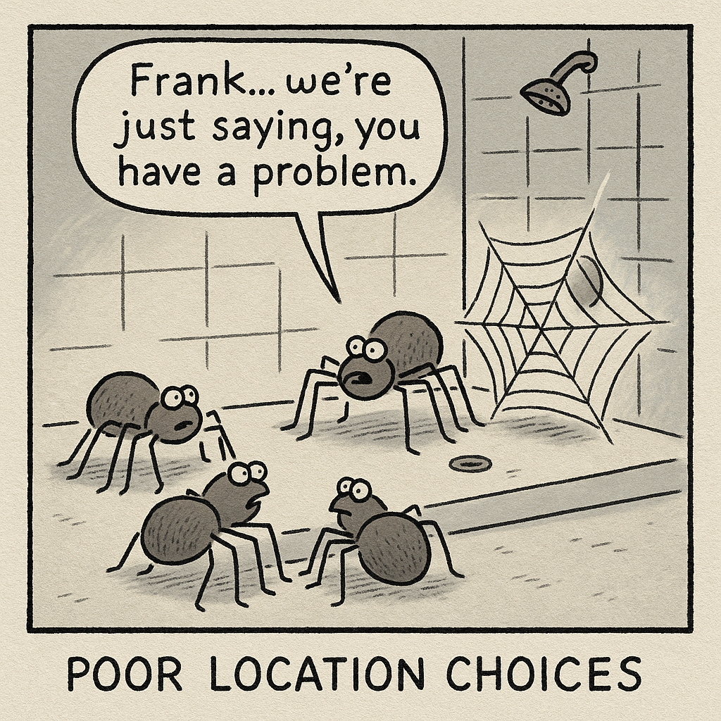 spiders holding an intervention for one who keeps building w
