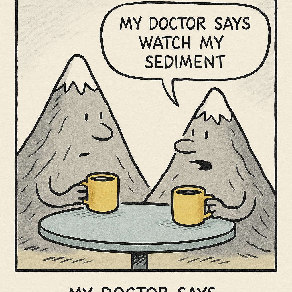two mountains having coffee one says my doctor says watch my